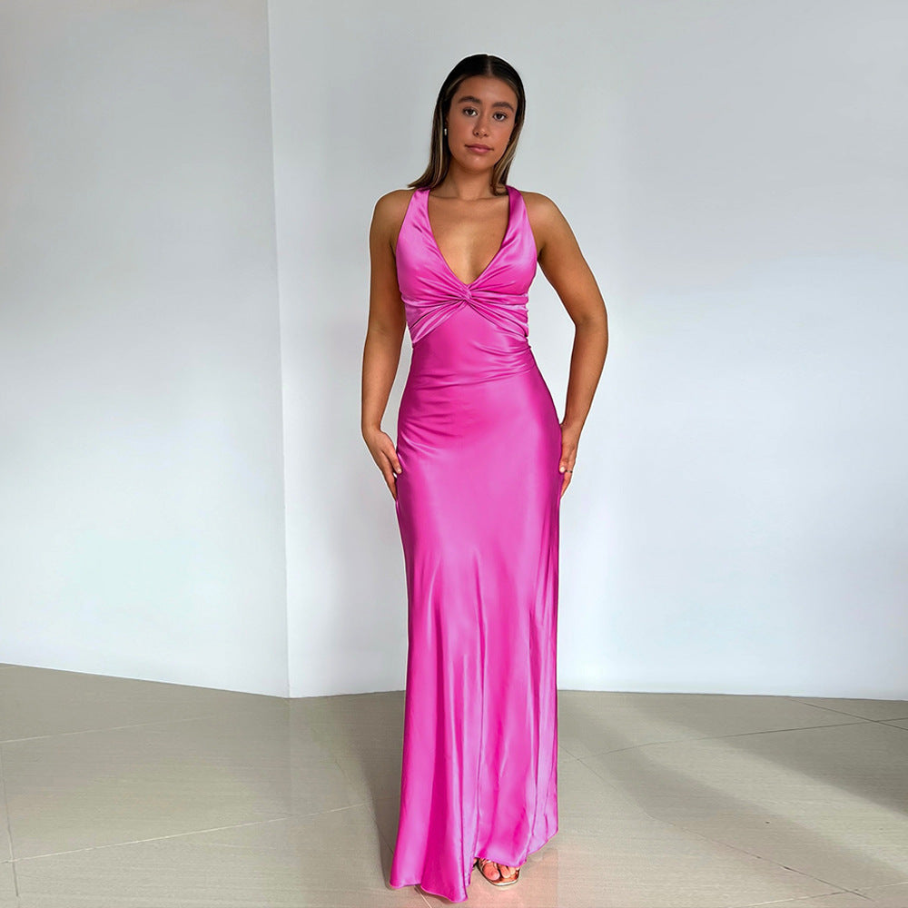 ROBE SATINÉE HALTER
