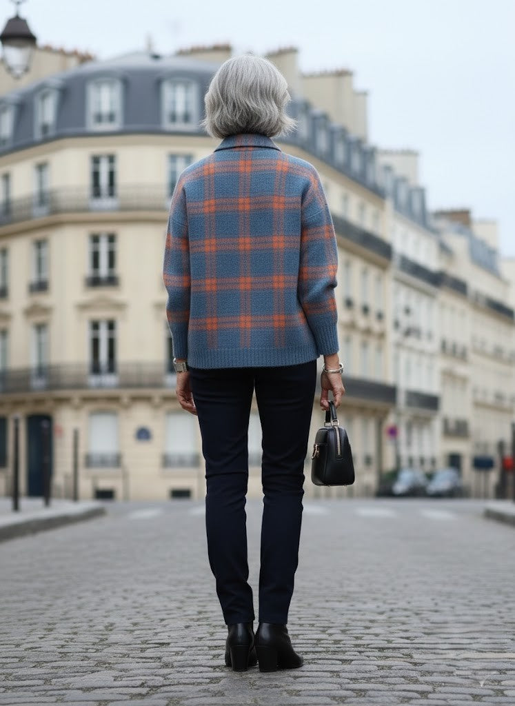 Mira – Blouse en tricot avec motif à carreaux