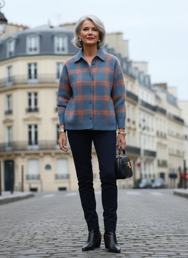 Mira – Blouse en tricot avec motif à carreaux