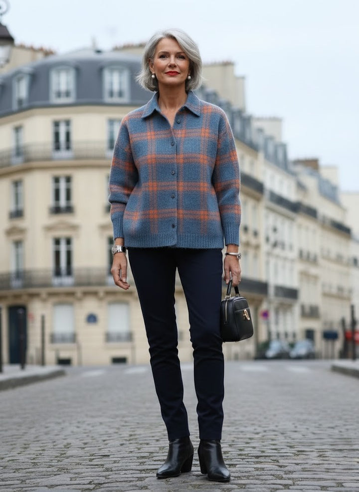 Mira – Blouse en tricot avec motif à carreaux